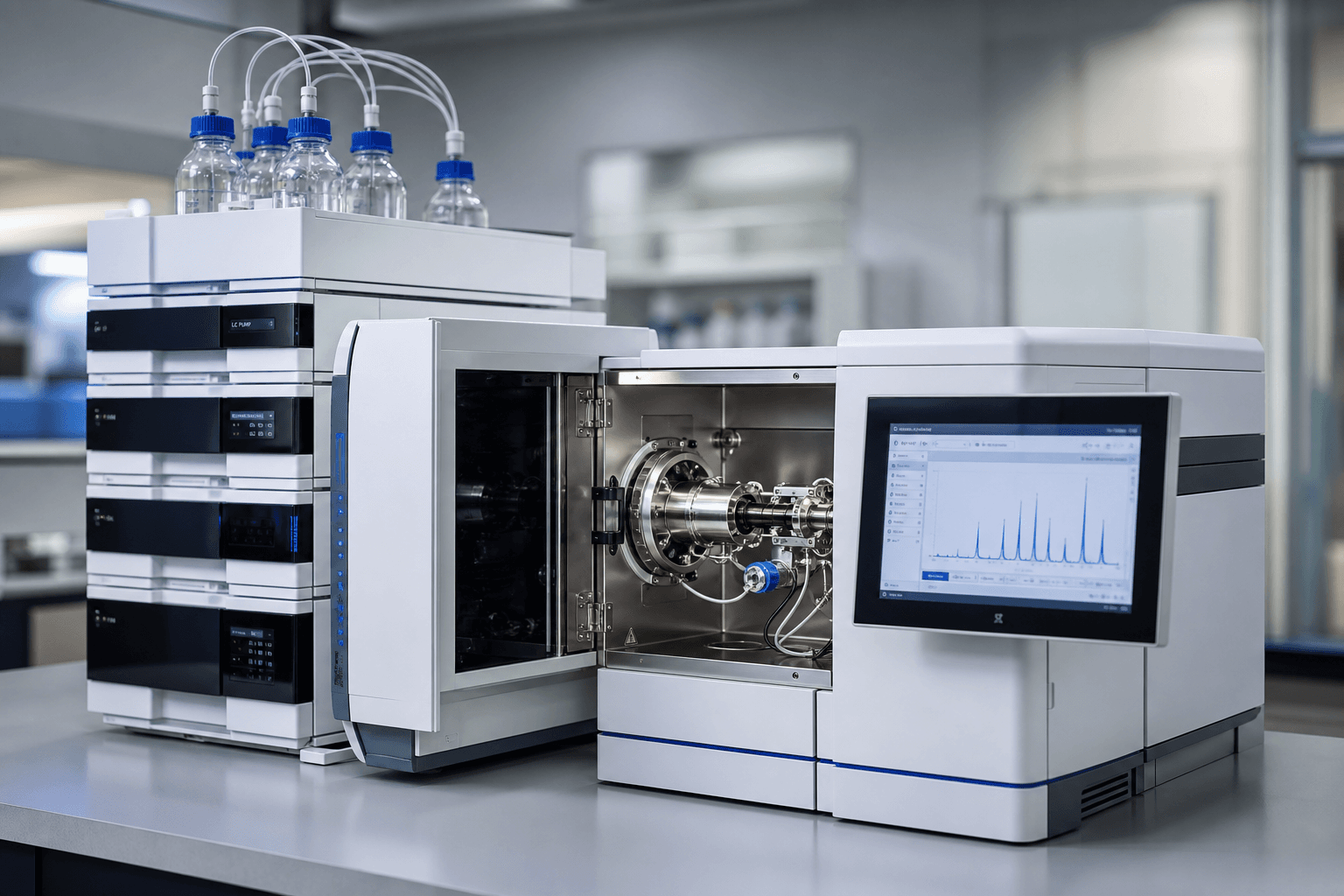 LC-MS/MS triple quadrupole mass spectrometry system with chromatogram display